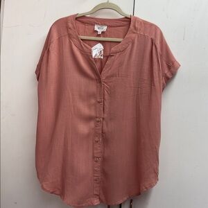 Perch Coral Button-Up Top NWT